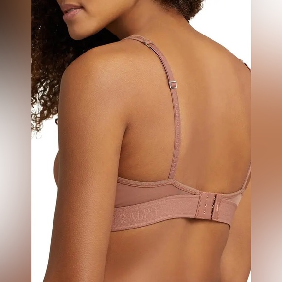 Polo by Ralph Lauren Unlined Mesh Plunge Bralette in Terracotta - Picture 3 of 8